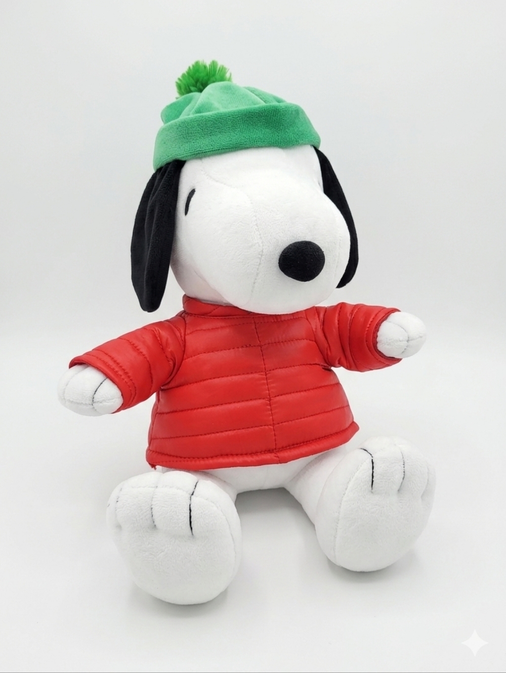 Peanuts Snoopy 759935 Plush Toy Red Puffer Jacket Green Cap Stuffed Animal